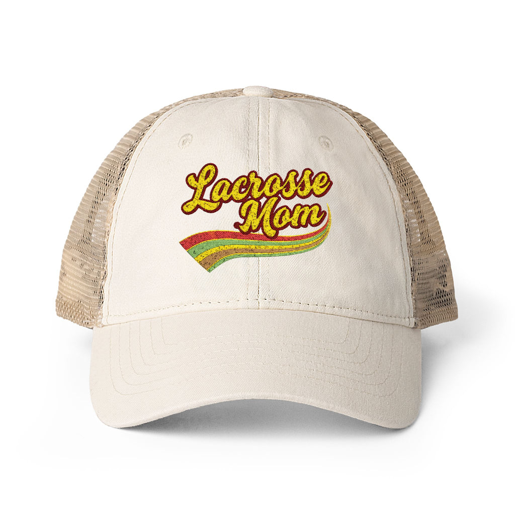 Retro Lacrosse Mom - Women's Washed Mesh-Back Cap