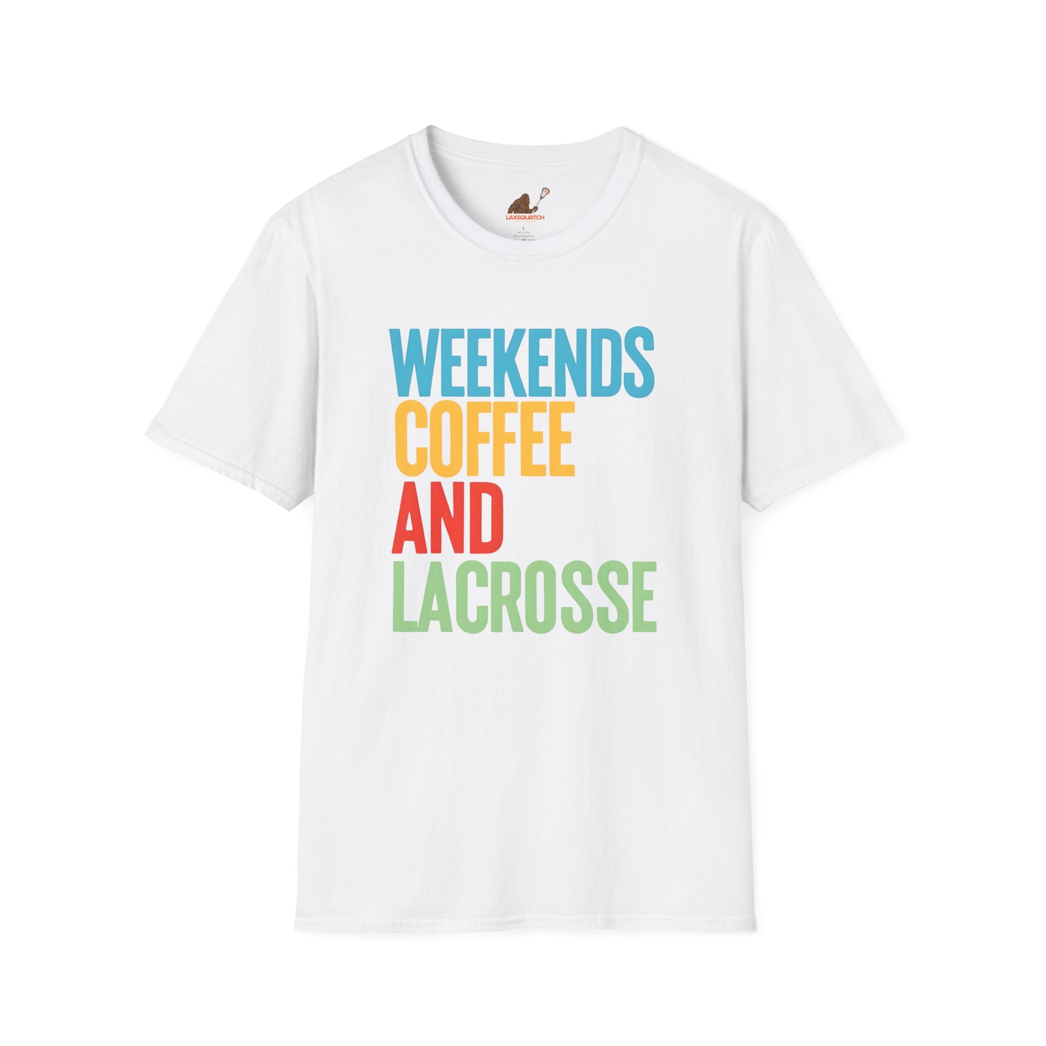 Weekends, Coffee, and Lacrosse  — Unisex Adult Tee