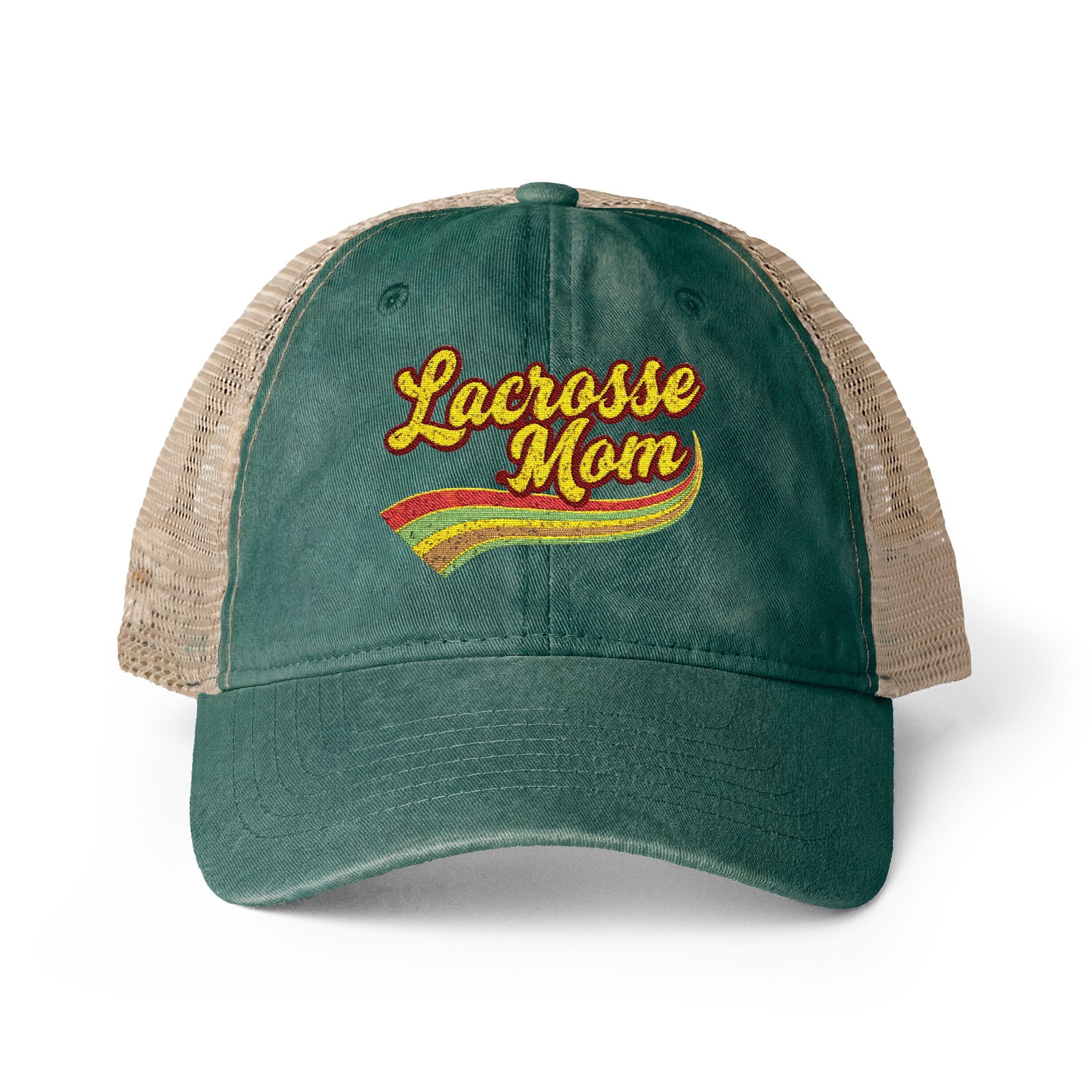 Retro Lacrosse Mom - Women's Washed Mesh-Back Cap
