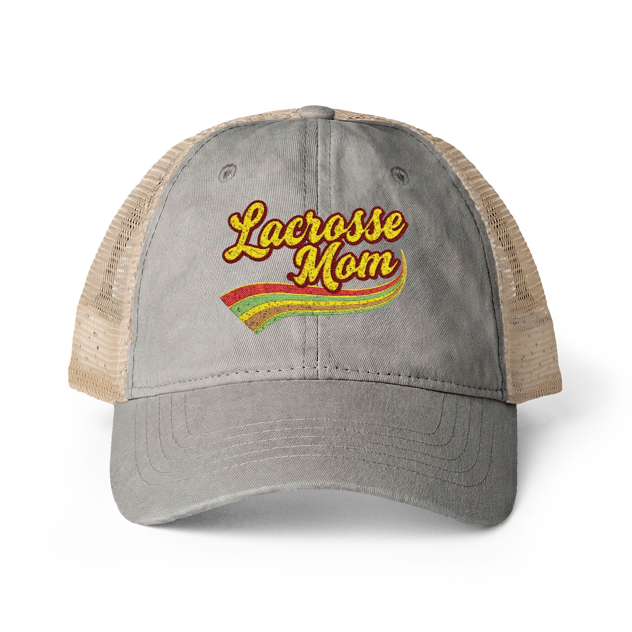 Retro Lacrosse Mom - Women's Washed Mesh-Back Cap