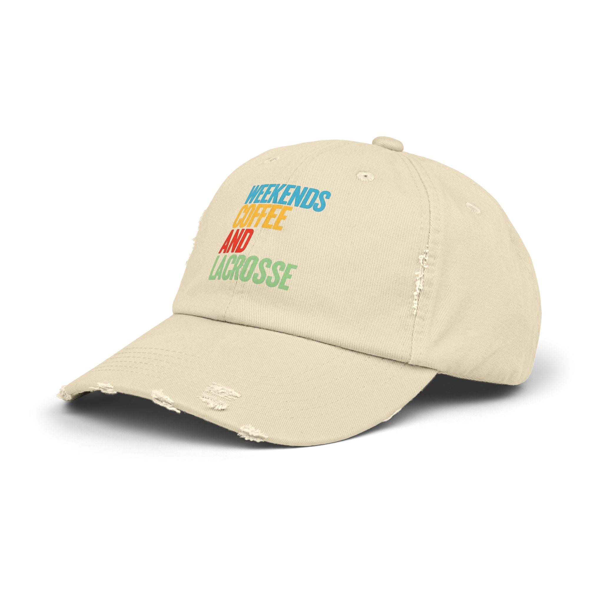 Weekends. Coffee. And Lacrosse. - Distressed Cap