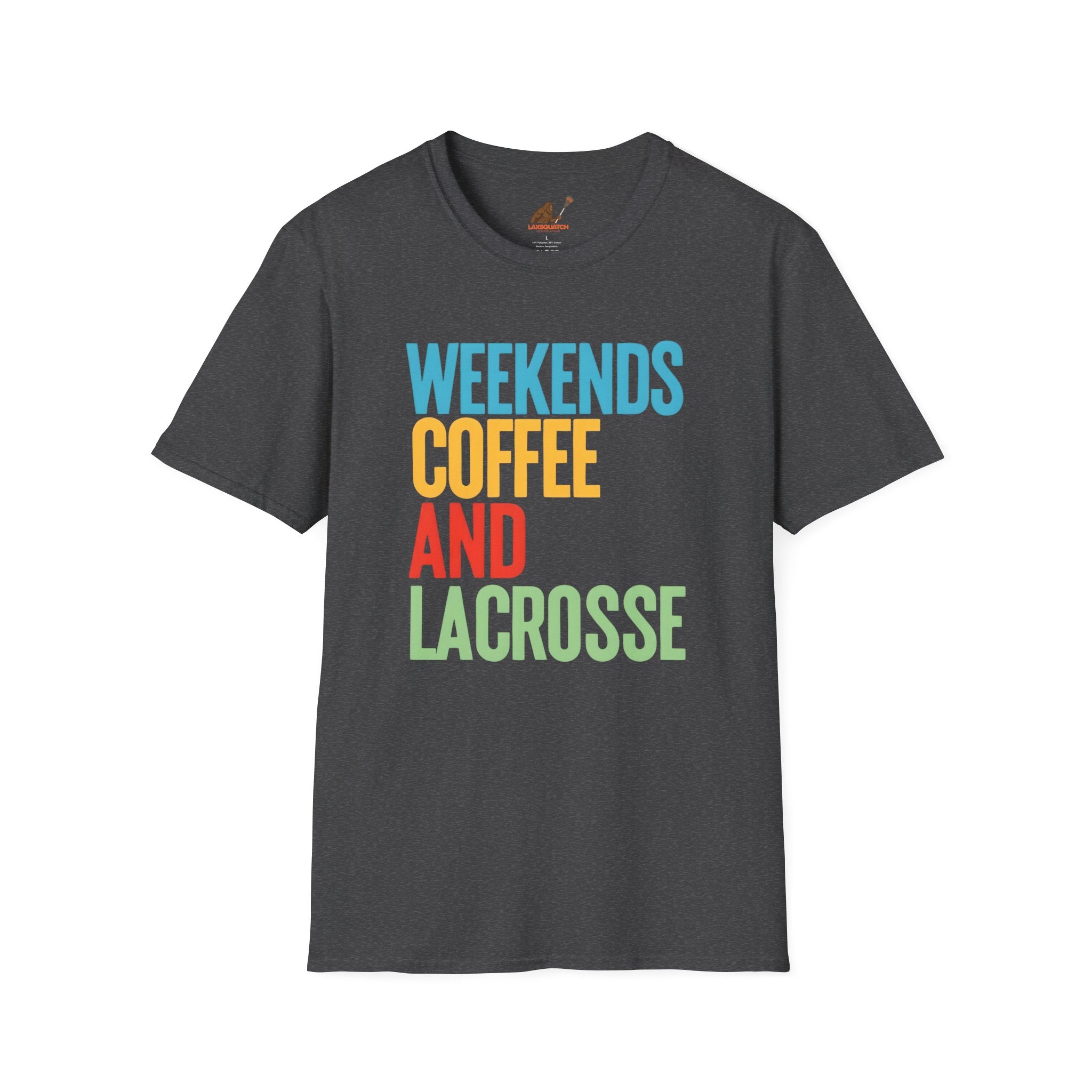 Weekends, Coffee, and Lacrosse  — Unisex Adult Tee