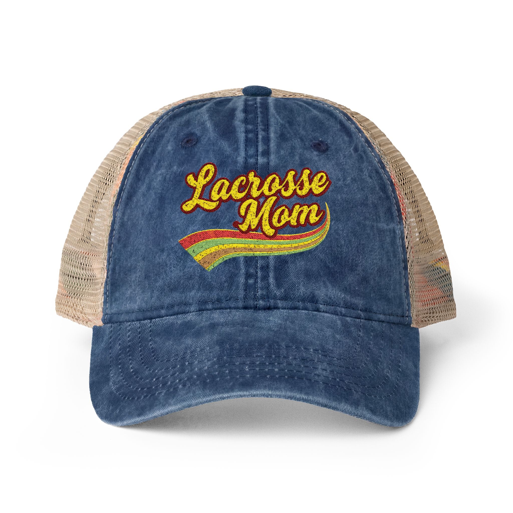 Retro Lacrosse Mom - Women's Washed Mesh-Back Cap