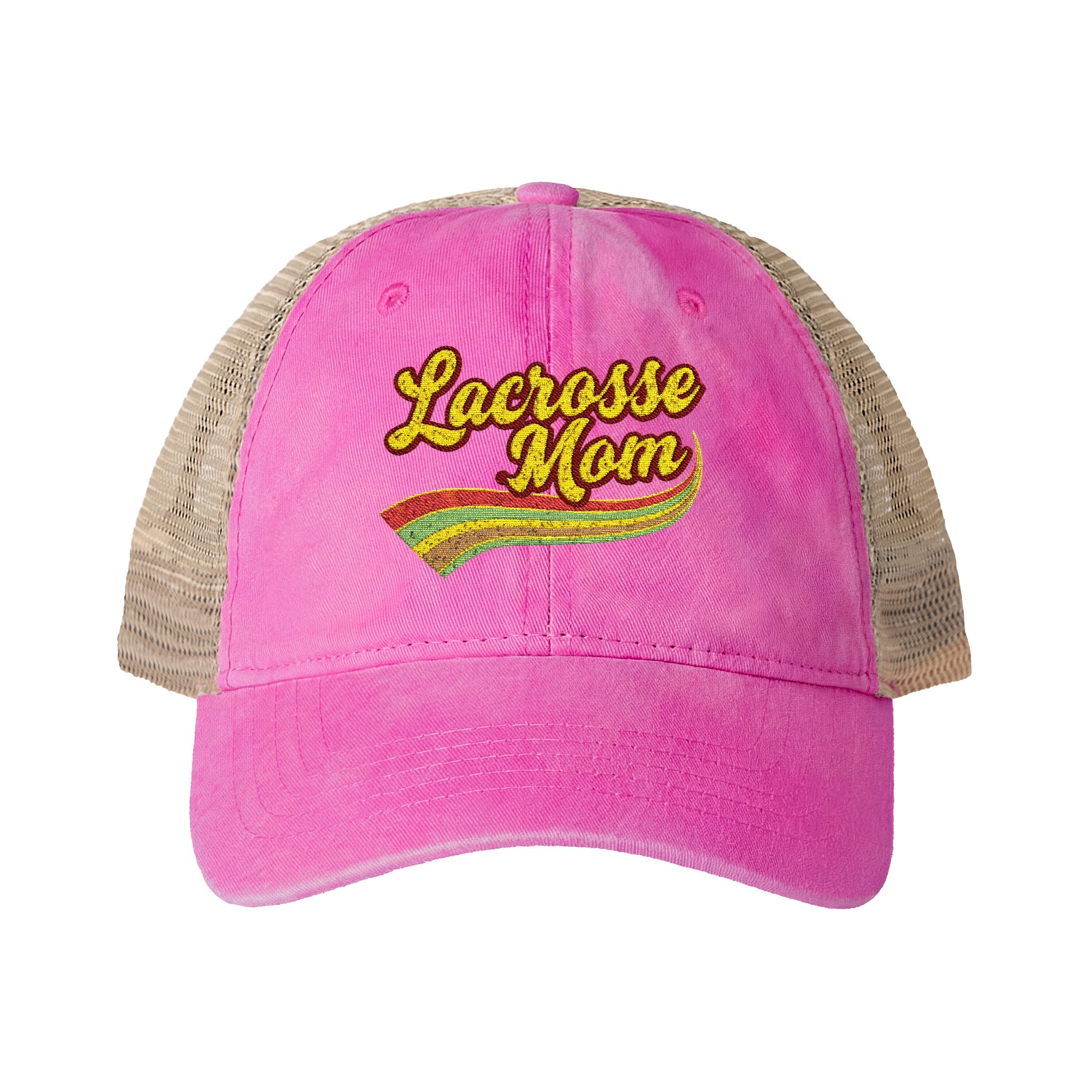 Retro Lacrosse Mom - Women's Washed Mesh-Back Cap