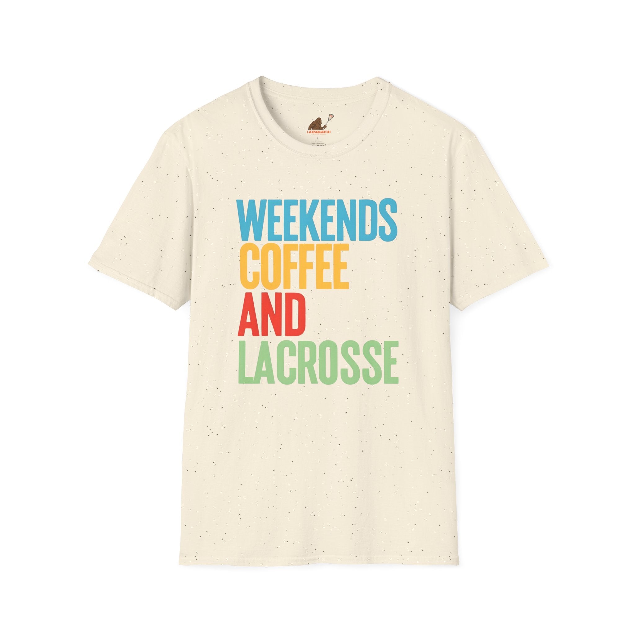 Weekends, Coffee, and Lacrosse  — Unisex Adult Tee