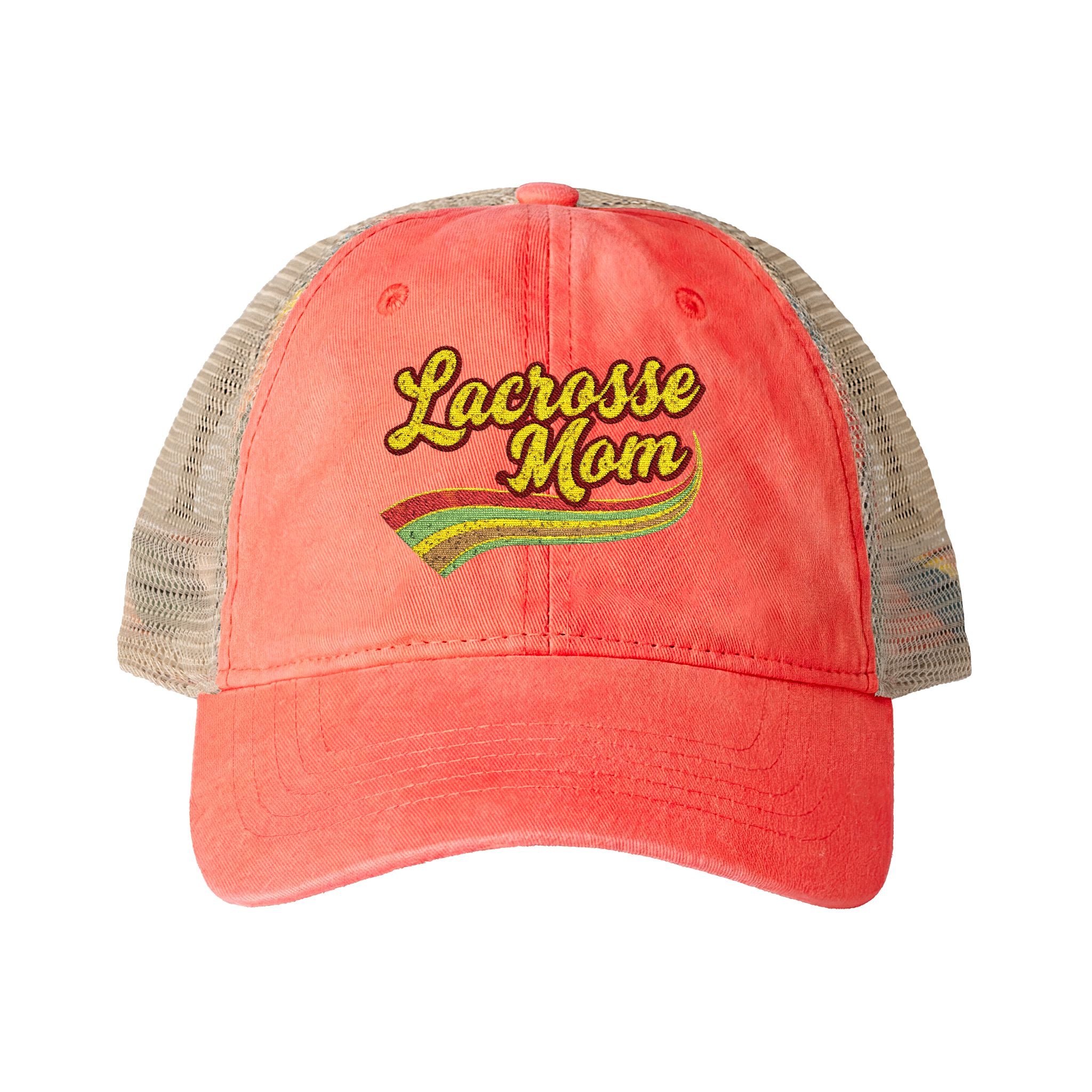 Retro Lacrosse Mom - Women's Washed Mesh-Back Cap