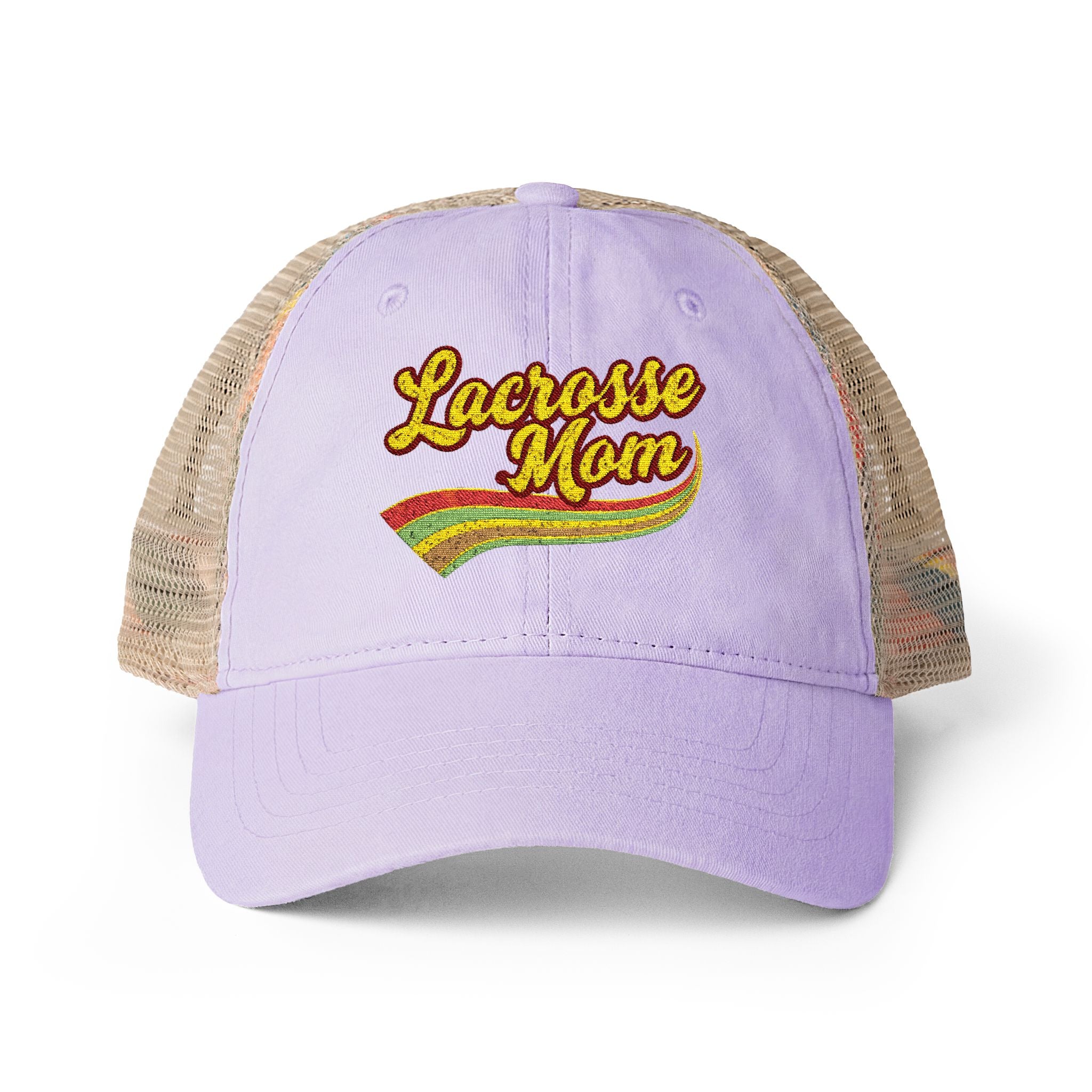 Retro Lacrosse Mom - Women's Washed Mesh-Back Cap