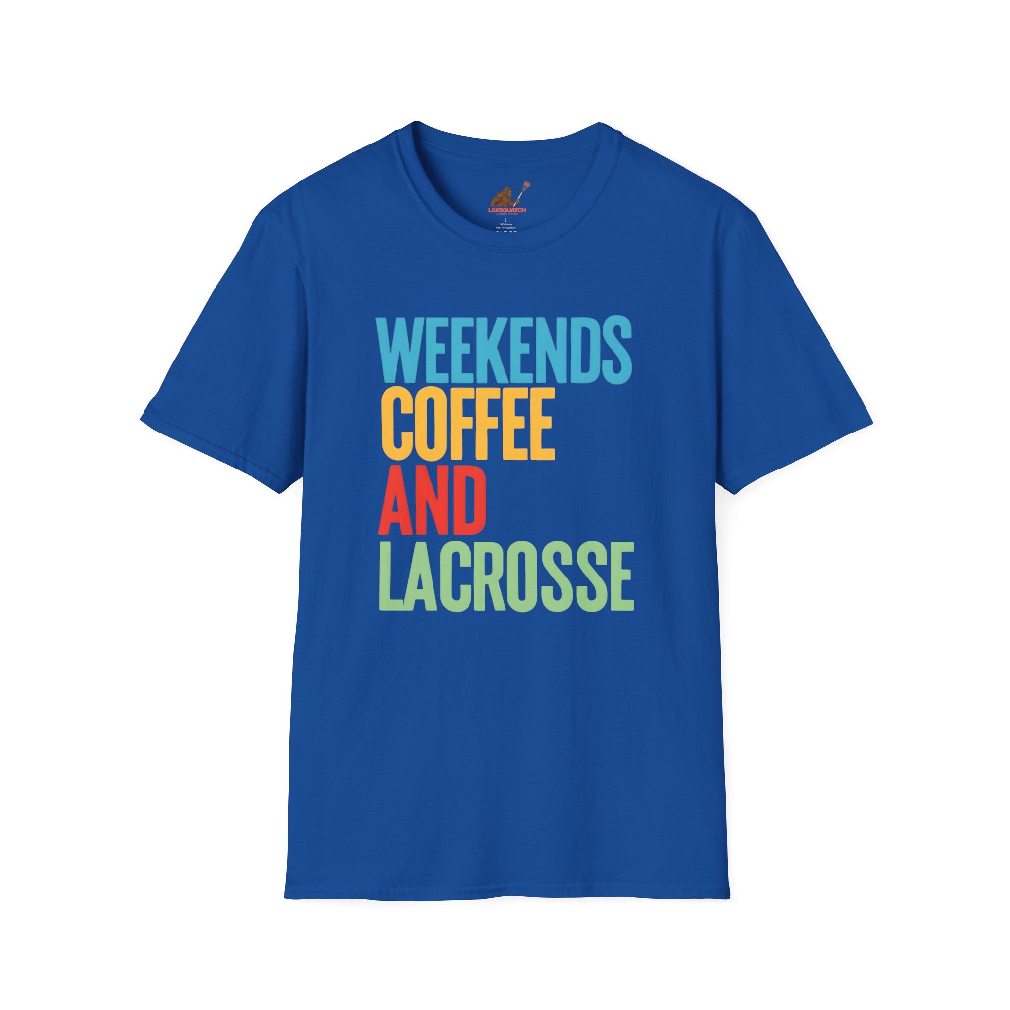 Weekends, Coffee, and Lacrosse  — Unisex Adult Tee