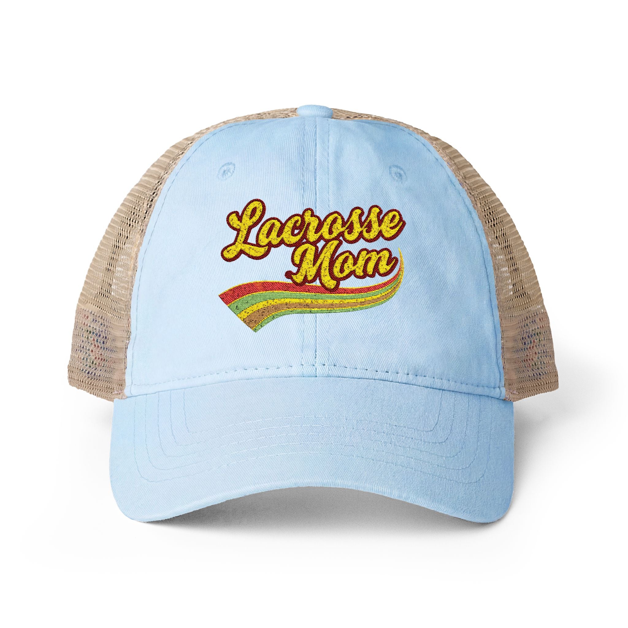 Retro Lacrosse Mom - Women's Washed Mesh-Back Cap
