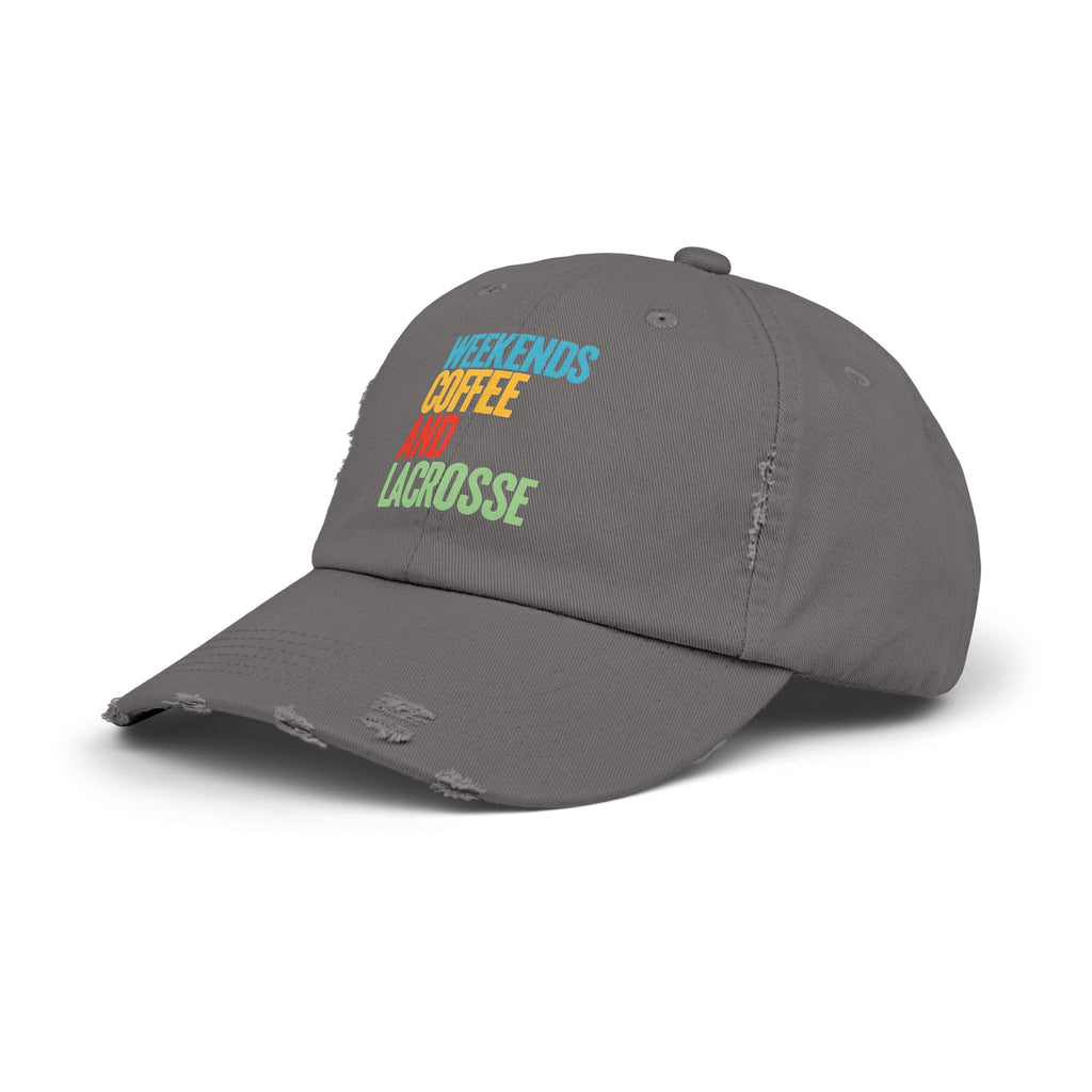 Weekends. Coffee. And Lacrosse. - Distressed Cap