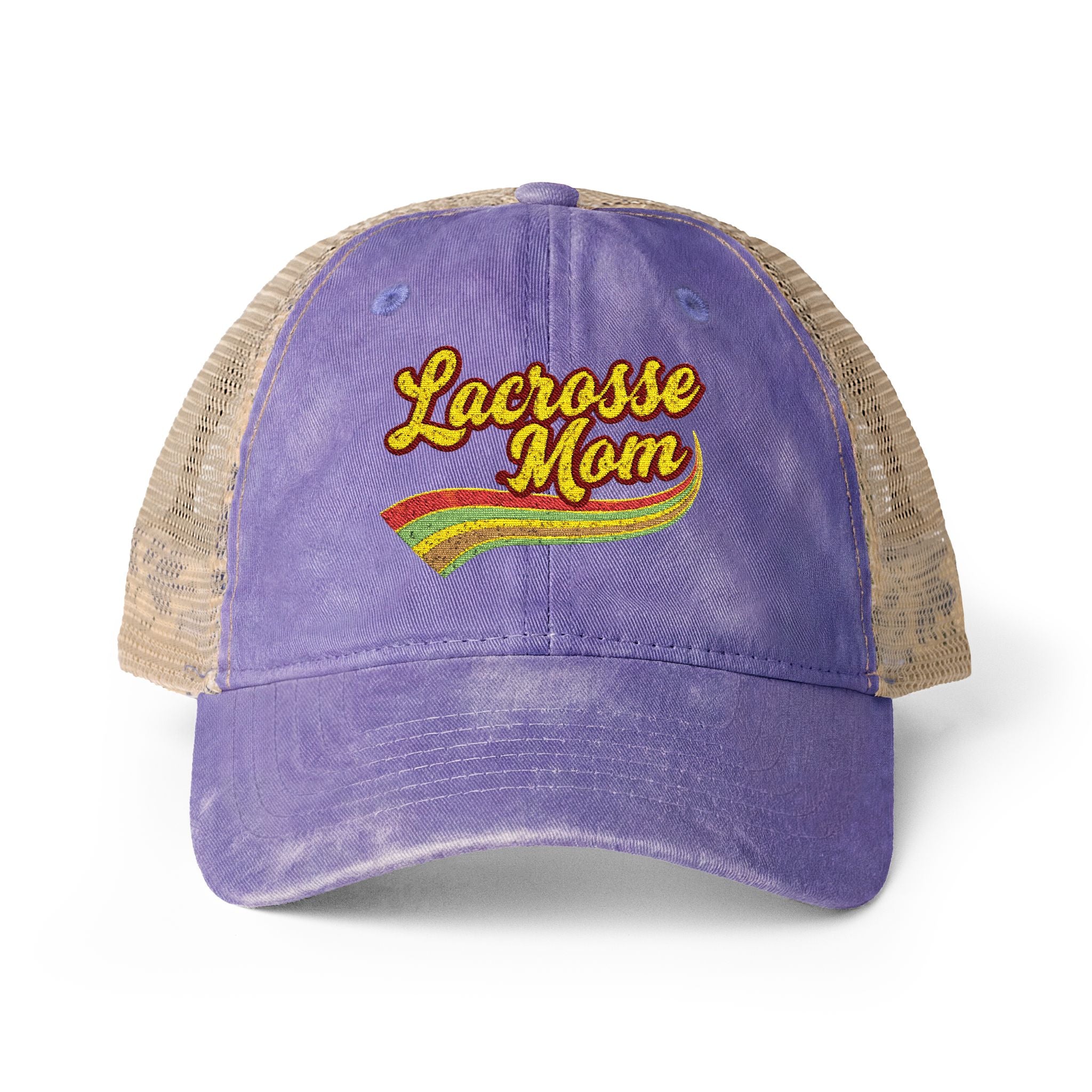 Retro Lacrosse Mom - Women's Washed Mesh-Back Cap
