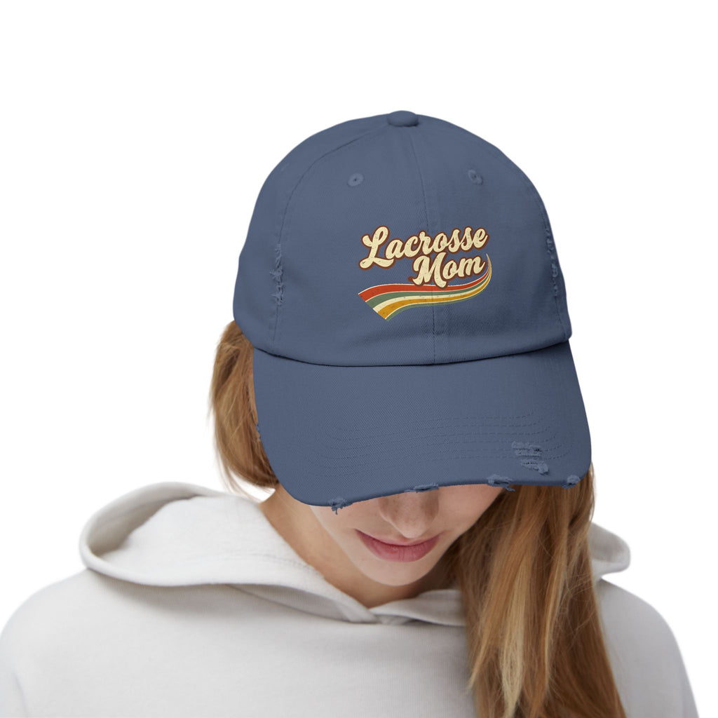 Retro Lacrosse Mom – Distressed Baseball Cap