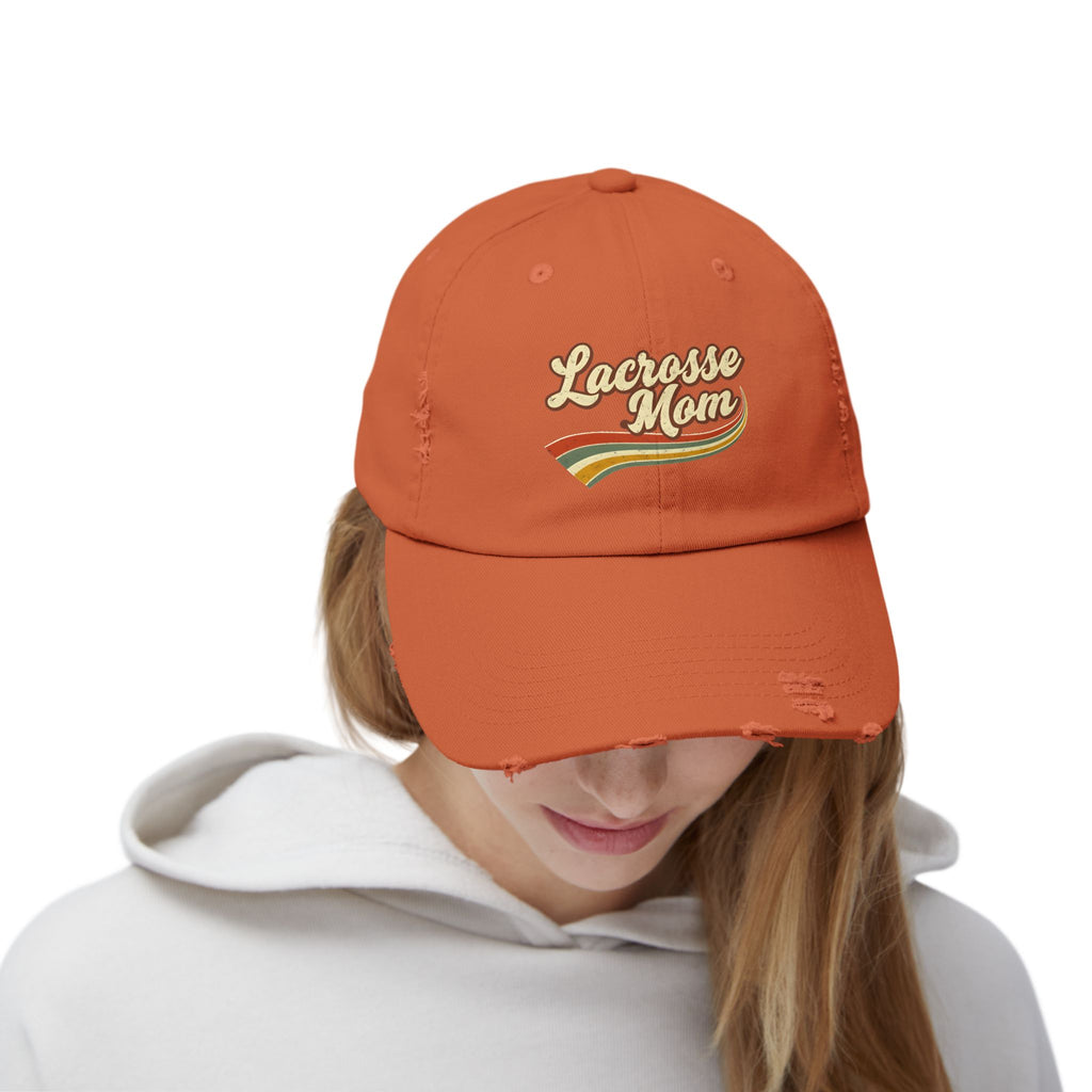Retro Lacrosse Mom – Distressed Baseball Cap