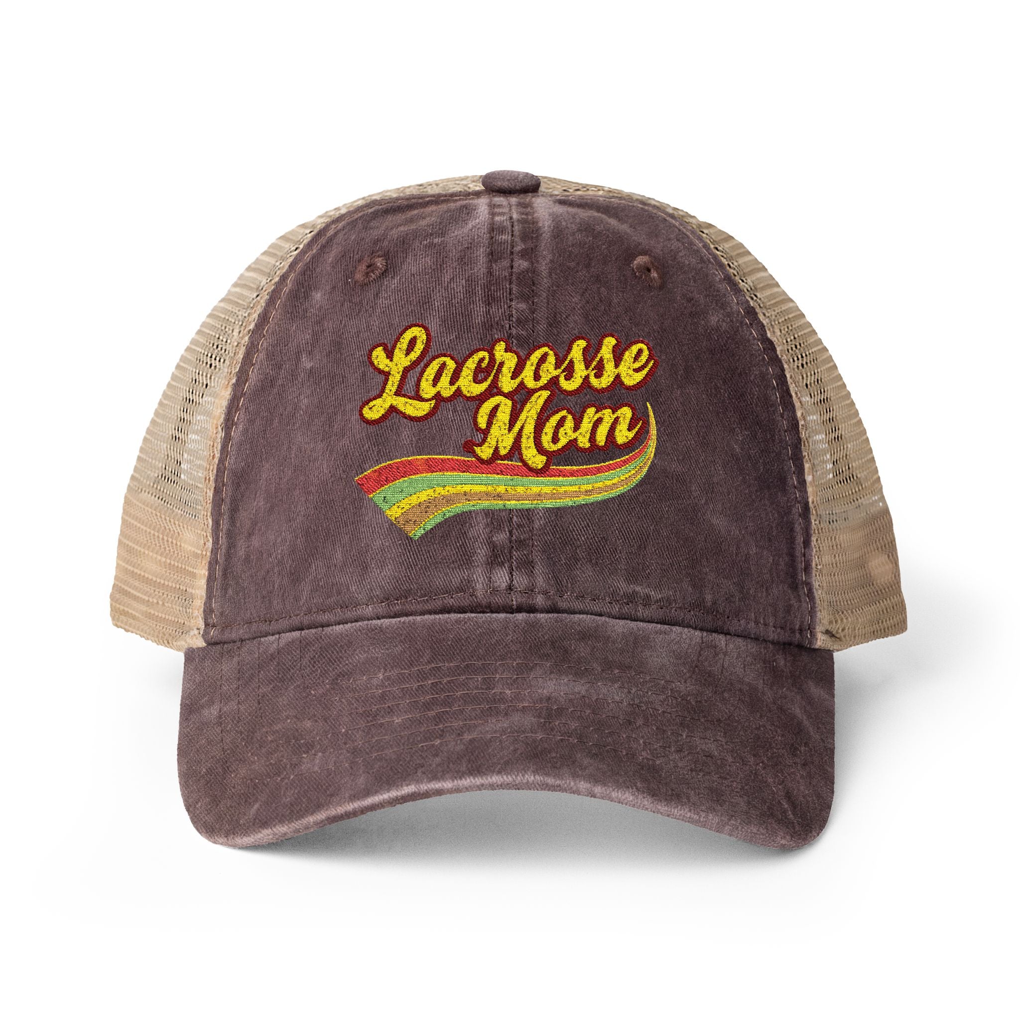 Retro Lacrosse Mom - Women's Washed Mesh-Back Cap